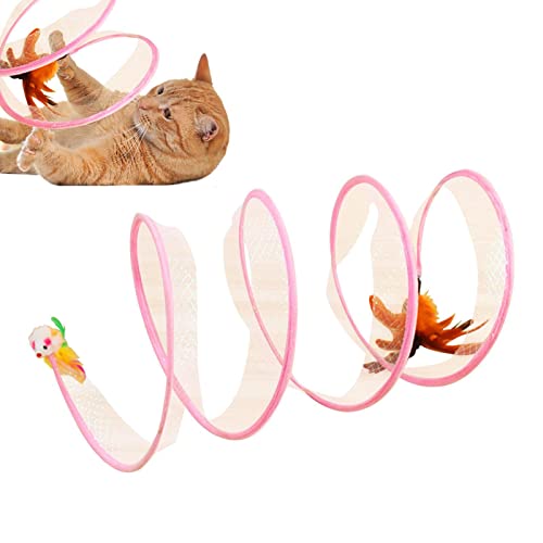 Katzenspulen-Spielzeugtunnel,Lustiger Faltbarer Spieltunnel in S-Form mit Spielspielzeug für Katzen | Pet Supplies Katzenfeder-Röhrenspielzeug – geeignet für kleine und große Katzen, Hasen Jimtuze von Jimtuze