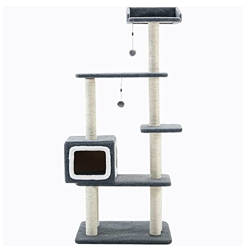 JinKeHong Katzenbaumturm, mehrstufige Katzenmöbel, Höhe, Indoor-Katzen-Aktivitätsbaum für Aktivitätsruhe mit Sisal-überzogenen Kratzstämmen für Kätzchen, Erwachsene, Katzen, Kletterständer, 150 cm von JinKeHong