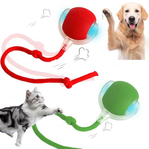 JinRui-T Interaktives Katzenspielzeug, Chewie, viraler Hundeball, kauender viraler Rollball mit Lichtern, elektrischer Rollball, Hundespielzeug mit USB-Aufladung, 2 Stück von JinRui-T