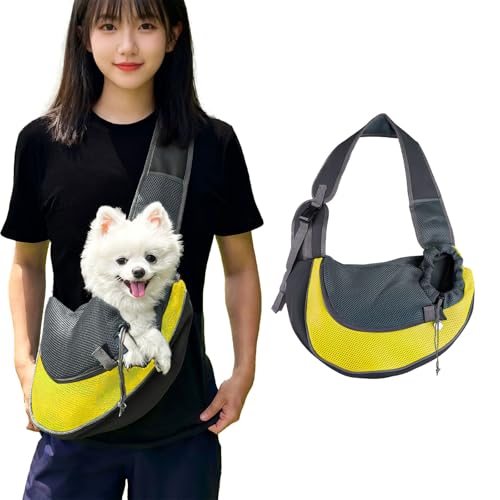 Hundetragetasche, Hundetasche, Verstellbare Tragetasche Hund, Haustier Umhängetasche Transporttasche für Haustiere, Hunde Tragetaschen Tragetücher für Outdoor Reisen (Gelb) von Jinfanshurich