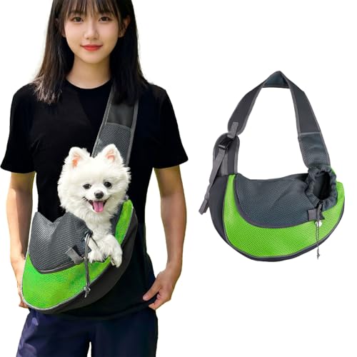 Hundetragetasche, Hundetasche, Verstellbare Tragetasche Hund, Haustier Umhängetasche Transporttasche für Haustiere, Hunde Tragetaschen Tragetücher für Outdoor Reisen (Grün) von Jinfanshurich