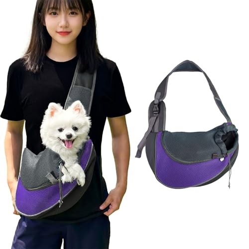 Hundetragetasche, Hundetasche, Verstellbare Tragetasche Hund, Haustier Umhängetasche Transporttasche für Haustiere, Hunde Tragetaschen Tragetücher für Outdoor Reisen (Lila) von Jinfanshurich