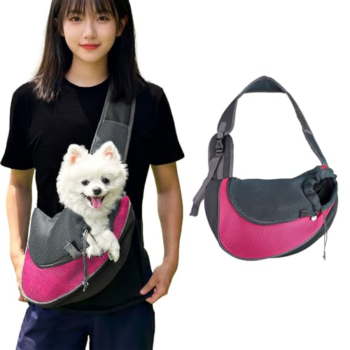 Hundetragetasche, Hundetasche, Verstellbare Tragetasche Hund, Haustier Umhängetasche Transporttasche für Haustiere, Hunde Tragetaschen Tragetücher für Outdoor Reisen (Rosa) von Jinfanshurich