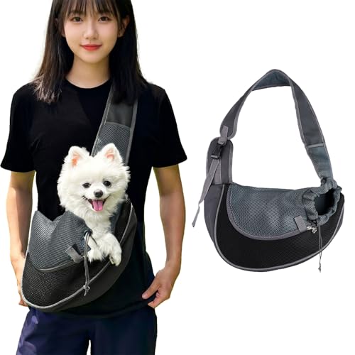 Hundetragetasche, Hundetasche, Verstellbare Tragetasche Hund, Haustier Umhängetasche Transporttasche für Haustiere, Hunde Tragetaschen Tragetücher für Outdoor Reisen (Schwarz) von Jinfanshurich