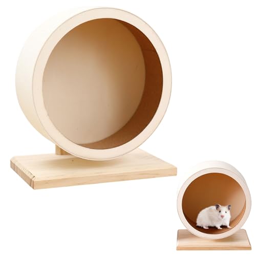 Jinfanshurich Hamsterrad Holz, 15cm Leise Laufrad Hamster Hamsterrad für Zwerghamster, Degus Rennmäuse, Mit Ersatz-Korkstreifen von Jinfanshurich