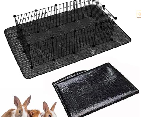 wasserdichte Haustier-Laufgittermatte, 150 x 100 cm, für Meerschweinchenkäfig, Plane, Boden, Wiederverwendbare Basis für Kaninchen, Kaninchen, Frettchen und andere Kleintiere(Schwarz) von Jinfanshurich