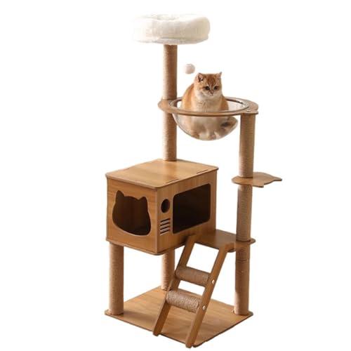 Großer Katzenbaum Indoor, Holz Kratzbaum Mit Weltraumkapsel, Sisal Kratzsäulen, Leiter, Plüsch Plattformen, Interaktives Katzenspielzeug Und Höhlen, Multi-Level Kratzbaum Für Große Katzen von JingNian