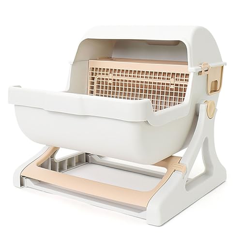 Halbautomatisches Katzenklo, Selbstreinigende Katzentoilette Groß, Einfach zu Reinigen mit Kippschaufel, Offener Deckel für Wohnung, Innen- und Außenbereich(A) von JingNian