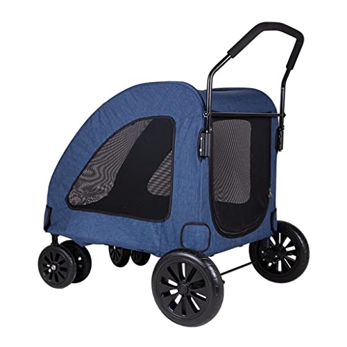 Großer Hundekinderwagen Haustierkinderwagen Faltbarer Kinderwagen Ausflugskinderwagen Extra Viel Platz (Color : Blue, Size : 80 * 64 * 110cm) von JingYi Store