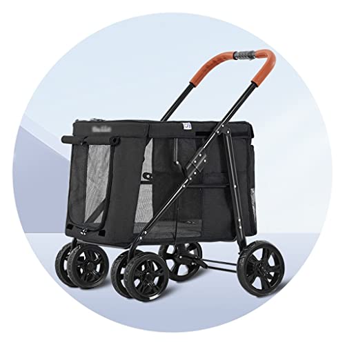 Großer Hundekinderwagen Haustierkinderwagen Faltbarer Kinderwagen Großer Kinderwagen Outdoor-Reisekinderwagen (Color : Black, Size : 85 * 62 * 103cm) von JingYi Store