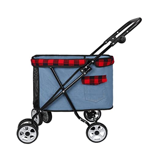 Haustier-Kinderwagen Faltbarer Hunde-Kinderwagen Outdoor-Kinderwagen Katzen-Kinderwagen Hunde-Kinderwagen (Color : Blue(B), Size : 74 * 40 * 82cm) von JingYi Store