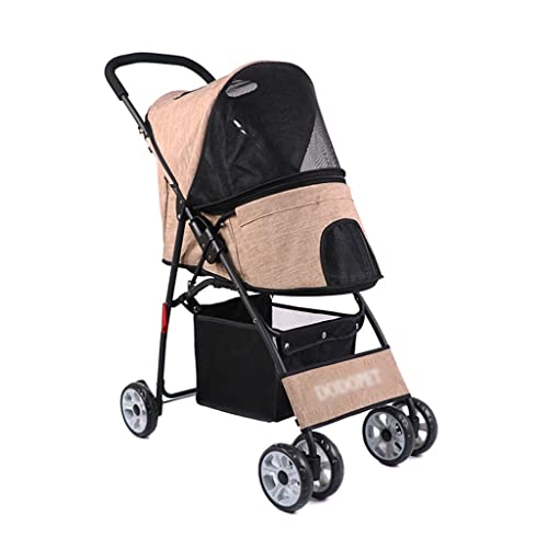 Haustier-Kinderwagen Faltbarer Hunde-Kinderwagen Outdoor-Kinderwagen Katzen-Kinderwagen Hunde-Kinderwagen (Color : Brown, Size : 77 * 43 * 92cm) von JingYi Store