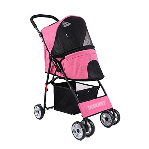 Haustier-Kinderwagen Faltbarer Hunde-Kinderwagen Outdoor-Kinderwagen Katzen-Kinderwagen Hunde-Kinderwagen (Color : Pink, Size : 77 * 43 * 92cm) von JingYi Store