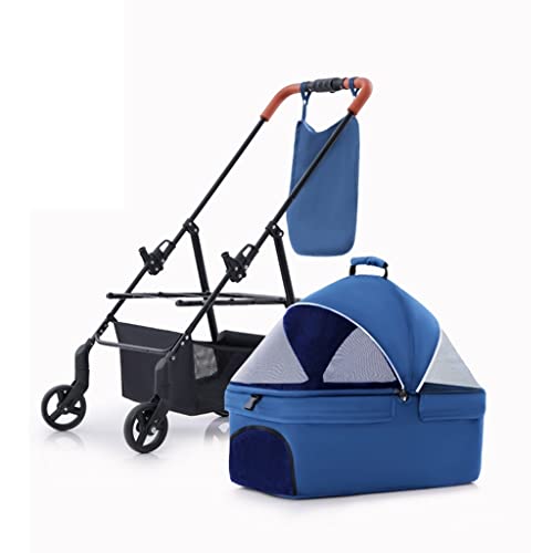 Haustier-Kinderwagen Hunde- Und Katzentasche Outdoor-Kinderwagen Outdoor-Haustier-Kinderwagen Faltbar Und Abnehmbar (Color : Blue, Size : 59 * 50 * 89cm) von JingYi Store