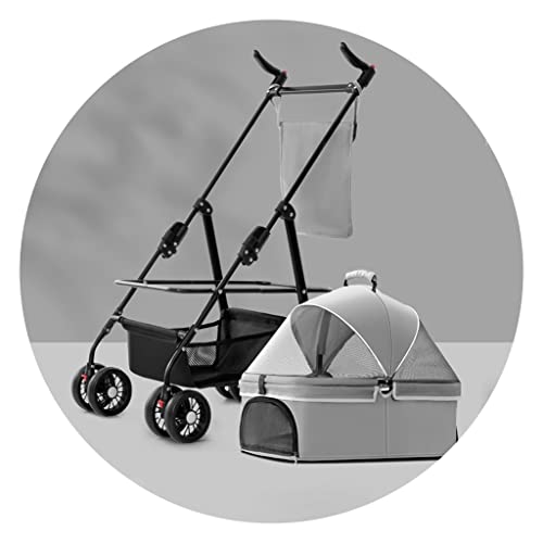 Haustier-Kinderwagen Katzentasche Ausflugs-Kinderwagen Kleiner Haustier-Kinderwagen Faltbarer Kinderwagen (Color : Gray, Size : 59 * 50 * 89cm) von JingYi Store