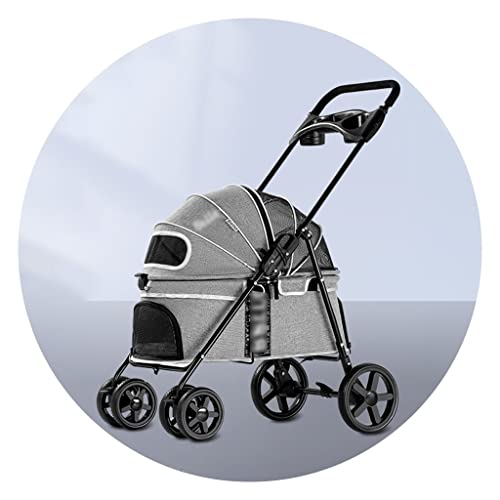 Haustier-Kinderwagen Outdoor-Kinderwagen Haustier-Kinderwagen Zusammenklappbarer Hunde-Kinderwagen Multifunktionaler Kinderwagen (Color : Gray, Size : 69 * 47 * 96cm) von JingYi Store