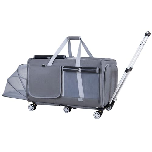 Haustier-Trolley-Box Große Haustiertasche Tragbare Katzentasche Für Ausflüge Auto-Zwinger Hunde-Kinderwagen (Color : Gray(B), Size : 71 * 35 * 38cm) von JingYi Store