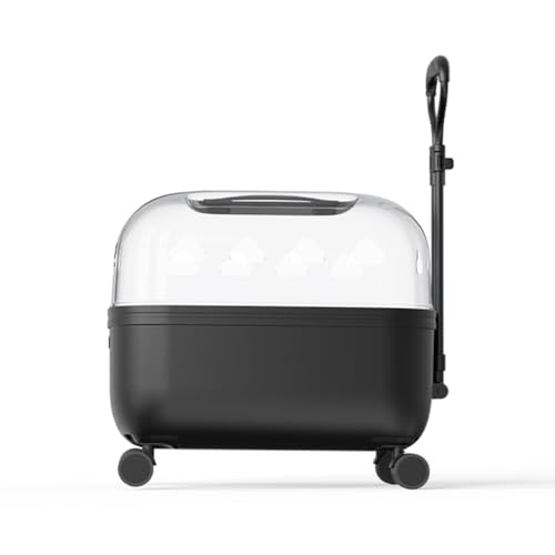 Haustier-Trolley-Box Große Katzentasche Ausflug-Katzentasche Tragbarer Haustier-Kinderwagen Hunde-Ausflug-Trolley-Box (Color : Black, Size : 52 * 40 * 48cm) von JingYi Store