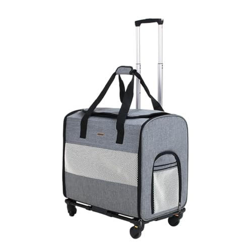 Haustier-Trolley-Box Große Katzentasche Tragbarer Rucksack Katzen-Reisetasche Atmungsaktiver Koffer (Color : Gray(A), Size : 48 * 29 * 40cm) von JingYi Store