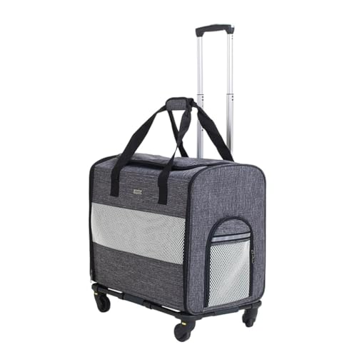 Haustier-Trolley-Box Große Katzentasche Tragbarer Rucksack Katzen-Reisetasche Atmungsaktiver Koffer (Color : Gray(C), Size : 48 * 29 * 40cm) von JingYi Store