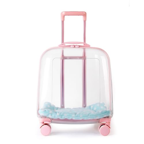 Haustier-Trolley-Box Outing-Katzentasche Tragbarer Koffer Transparente Große Katzentasche Haustier-Kinderwagen (Color : Pink, Size : 41 * 41 * 31cm) von JingYi Store