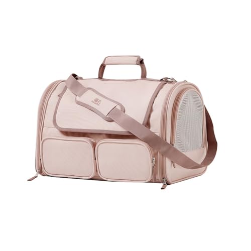 Haustierkatzentasche Ausflugshaustiertasche Ausflugshandtasche Haustierrucksack Atmungsaktiv Und Faltbar (Color : Pink, Size : 45 * 28 * 30cm) von JingYi Store