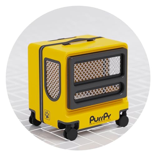 Haustierkoffer Katzentasche Mit Großem Fassungsvermögen Reisekatzentasche Trolley-Koffer Für Ausflüge Geräuschlos Und Stoßfest (Color : Yellow, Size : 45 * 36 * 46cm) von JingYi Store