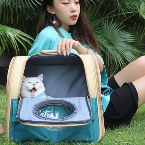 Haustierrucksack Outdoor-Katzenträger Schultasche Mit Großem Fassungsvermögen Tragbarer Katzenrucksack Outdoor-Katzenrucksack (Color : Brown, Size : 38 * 26 * 38cm) von JingYi Store