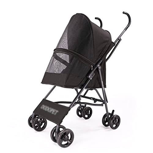 JingYi Store Haustier-Kinderwagen Kleiner Hunde-Kinderwagen Ausflugs-Kinderwagen Faltbarer Hunde-Kinderwagen Katzen-Kinderwagen (Color : Black, Size : 65 * 42 * 94cm) von JingYi Store