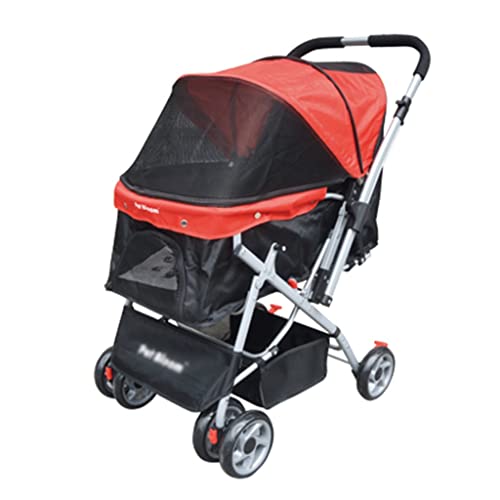 JingYi Store Kinderwagen Für Haustiere Kinderwagen Für Katzen Und Hunde Leichte Kinderwagen Faltbare Kinderwagen Große Haustierkörbe (Color : Red, Size : 70 * 48 * 93cm) von JingYi Store