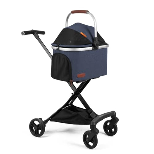 JingYi Store Klappbarer Kinderwagen Haustier-Kinderwagen Katzen-Kinderwagen Outdoor-Hunde-Kinderwagen Autotransporter (Color : Blue, Size : 54 * 35 * 95cm) von JingYi Store