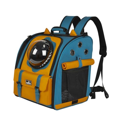 Katzenrucksack Haustier-Ausflugstasche Tragbarer Katzenrucksack Rucksack-Katzentasche Hunderucksack (Color : Blue, Size : 35 * 29 * 38cm) von JingYi Store