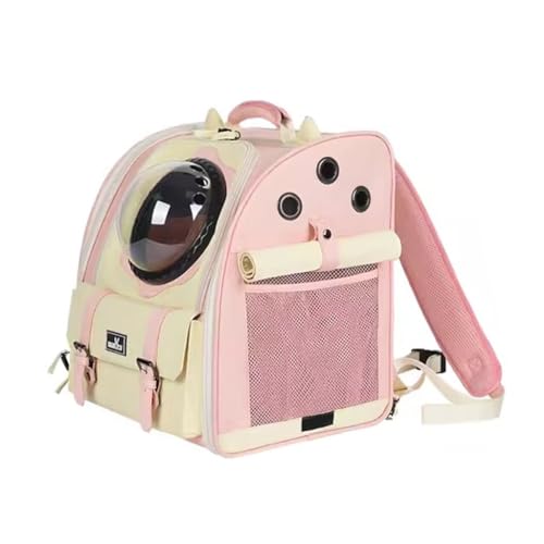 Katzenrucksack Haustier-Ausflugstasche Tragbarer Katzenrucksack Rucksack-Katzentasche Hunderucksack (Color : Pink, Size : 35 * 29 * 38cm) von JingYi Store