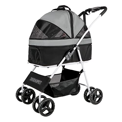 Outdoor-Haustier-Kinderwagen Hunde-Kinderwagen Faltbarer Kinderwagen Katzen-Kinderwagen Hunde-Kinderwagen (Color : Black, Size : 76 * 45 * 93cm) von JingYi Store