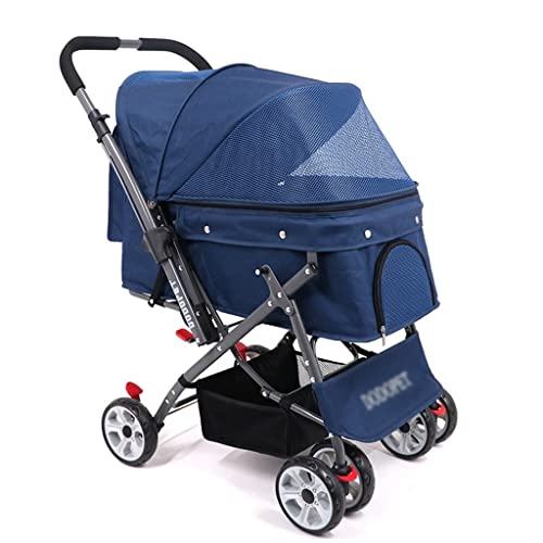 Outdoor-Haustier-Kinderwagen Outdoor-Kinderwagen Katzen-Kinderwagen Kleiner Hunde-Kinderwagen Tragbarer Hunde-Kinderwagen (Color : Blue, Size : 70 * 48 * 93cm) von JingYi Store