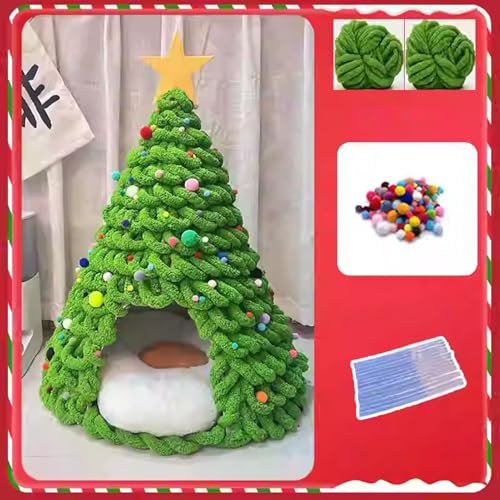 Katzen Weihnachtsbaum Haus | Katzenhöhle Bausatz - Winterdekoration Höhle für Haustiere Hunde Katzen kalte Jahreszeit von Jingmiger