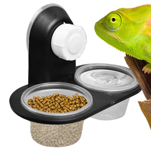 Reptilienfutternapf, Wassernapf Für Geckos, Abdeckbarer Napfhalter aus lebensmittelechtem Kunststoff mit 4 austauschbaren Futterbechern für einfache Reinigung - für Frosch Reptilienfutternapf, Wassernapf Für Geckos, Abdeckbarer Napfhalter aus lebensmittelechtem Kunststoff mit 4 austauschbaren Futterbechern für einfache Reinigung - für Frosch von Jingmiger