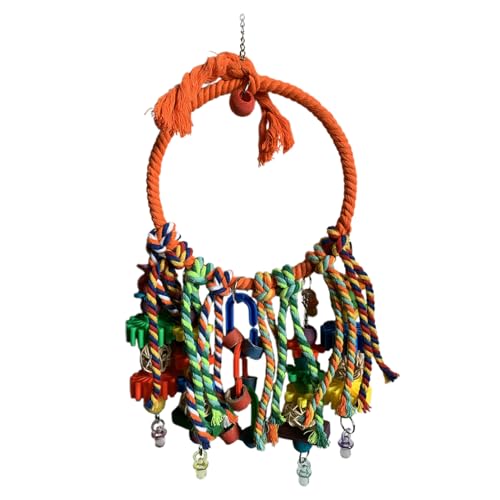 Spielzeug für Vogelkäfig, buntes Zubehör mit Ring und Schaukel für Vögel, interaktive Spiele, Übung Knabbern, Klettern, für Wellensittiche, Nymphensittiche, untrennbare Kanarienvogel von Jingmiger