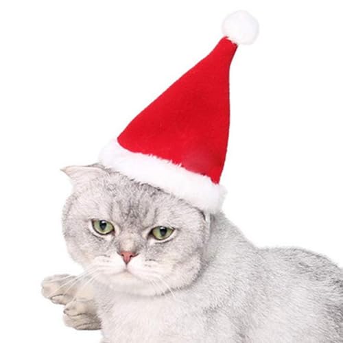 Weihnachtshut für Haustiere, Cosplay-Kostüm, Rot, klassisch, für Haustiere, Weihnachtsmann aus Plüsch, Katze, Weihnachten, Stöpsel, Dekoration für Hunde, Katzen von Jingmiger