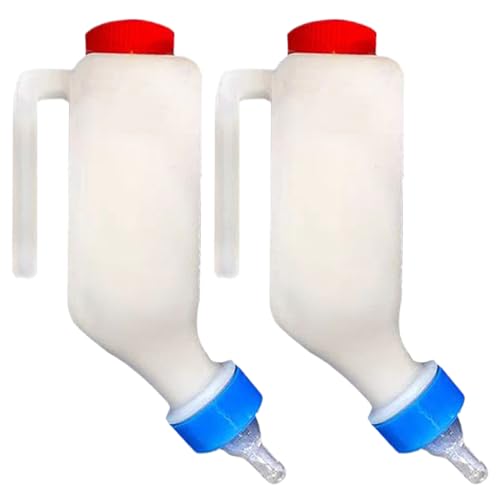 Jingyash Futterflaschen für Ziegen, 2 x Stillflasche für Lamm | Haustierzuchtzubehör mit Skalierung und Griff für Ziegen, Kuh, Schaf, Welpen von Jingyash