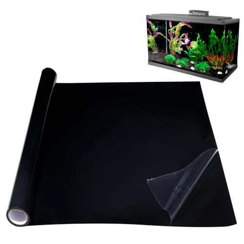 Jingyash Statisch Haftender Aquarium Hintergrund Selbstklebend Schwarz, 40x200cm Aquarium Aufkleber Hintergrund, Rückwandfolie für Aquarien, Aquarien Rückwand Poster von Jingyash