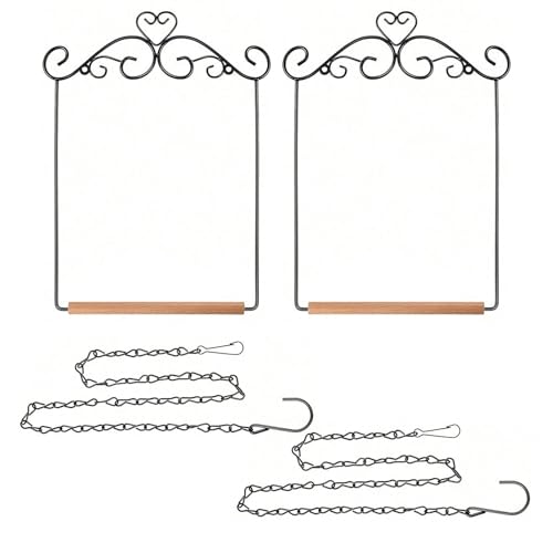 Kolibri-Schaukeln und Sitzstangen Metallrahmen, 2 Stück Hängende Vogelschaukel Vogelsitzstange mit Holzdübel und Aufhängeketten für den Außenbereich, Stamm, Rasen, Terrasse, Garten von Jingyash