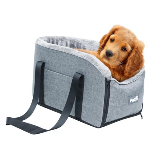 Mittelkonsole Hund Autositz für kleine Hunde, Auto Booster Sitz für Hunde, mit unteren Gurten und weichem Kissen, waschbare faltbare Welpe Haustier Reisetasche Handtasche von Jingyash