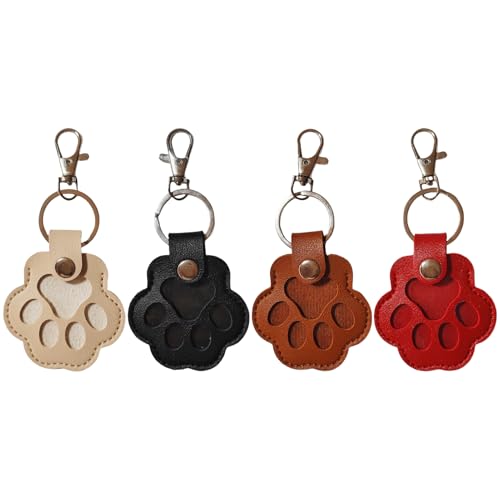 Schlüsselanhänger für Tierhaare, 4 Stück PU Leder Pfotenabdruck Tier Gedenk Schlüsselanhänger mit Druckknopf, Katzenhaar Hundehaar Sammler, Aufbewahrungsbox für Tierhaare, Geschenk für Katzenliebhaber Schlüsselanhänger für Tierhaare, 4 Stück PU Leder Pfotenabdruck Tier Gedenk Schlüsselanhänger mit Druckknopf, Katzenhaar Hundehaar Sammler, Aufbewahrungsbox für Tierhaare, Geschenk für Katzenliebhaber von Jingyash