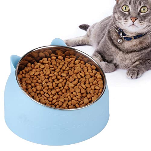 Jingyi Pet Bowl, ungiftig, rostfrei, 15 Grad Pet Tilted Feeder Futter Futter Schüssel Halsschutz für Cat Small Dog(Himmelblau) von Jingyig