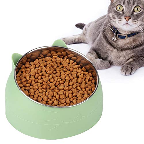 Jingyi Pet Bowl, ungiftig, rostfrei, 15 Grad Pet Tilted Feeder Futter Futter Schüssel Halsschutz für Cat Small Dog(Grün) von Jingyig