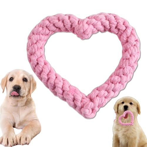 Ch-ew Hundespielzeug mit Herzschnur, Kauspielzeug für Hunde, Kauzubehör für Haustiere, herzförmiges Hundespielzeug, D-og geflochtenes Seil, unzerstörbares D-OG-Spielzeug, D-OG-Spielzeug gegen von Jinjiar
