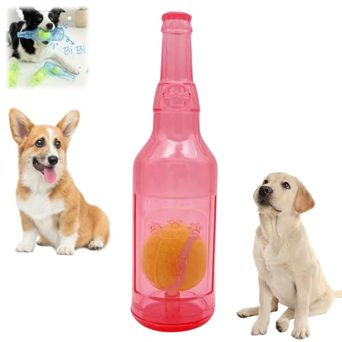 Crunch Play Flaschenspielzeug, Flaschenspielzeug für Hunde mit Tennisball, interaktives Spielzeug für Hunde, quietschendes Do-g, interaktives Spielzeug, Ball in A B-ott-le Hundespielzeug von Jinjiar