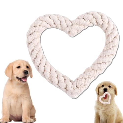 Hundespielzeug mit Herzseil, Kauspielzeug für Hunde, Zahnreinigung, Kauzubehör, herzförmiges Hundespielzeug, Kauspielzeug, D-og geflochtenes Seil, unzerstörbares D-OG-Spielzeug, D-OG-Spielzeug gegen von Jinjiar