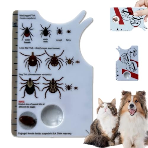 Jinjiar Ti-ck-Karte mit Lupe, Ti-ck-Karte für Menschen, Ti-ck-Entferner für Hunde und Katzen, einfache Entfernung von Ti-cks, tragbares Ti-ck-Entferner-Werkzeug für Hunde, Ti-ck-Entferner für Jinjiar Ti-ck-Karte mit Lupe, Ti-ck-Karte für Menschen, Ti-ck-Entferner für Hunde und Katzen, einfache Entfernung von Ti-cks, tragbares Ti-ck-Entferner-Werkzeug für Hunde, Ti-ck-Entferner für von Jinjiar